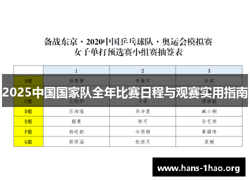 2025中国国家队全年比赛日程与观赛实用指南